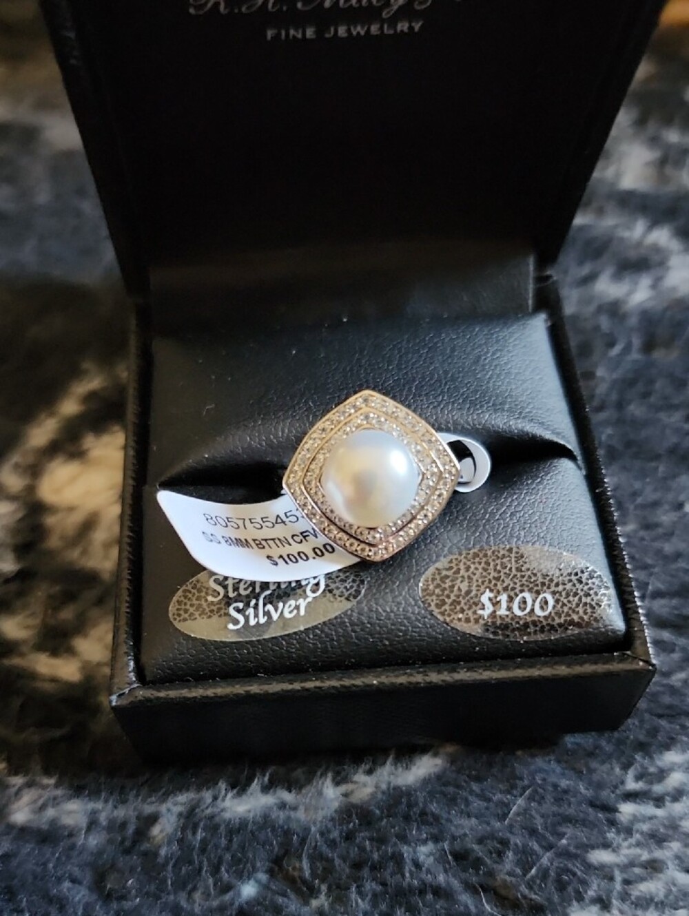 Silver Ring with White Stone